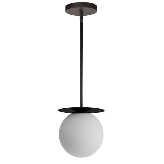 Dainolite Burlat 6in 1-Light Pendant | Contemporary Matte Black and White Glass | Kitchen Island | 6 x 6 x 6 in | Model BUR-51P-MB-WH