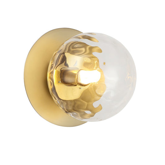 Dainolite Burlat 6in 1-Light Wall Sconce | Contemporary Aged Brass and Clear Glass | Hallway & Bathroom | 6 x 6 x 6 in | Model BUR-51W-AGB-CL
