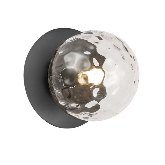 Dainolite Burlat 6in 1-Light Wall Sconce | Contemporary Matte Black and Clear Glass | Hallway & Bathroom | 6 x 6 x 6 in | Model BUR-51W-MB-CL