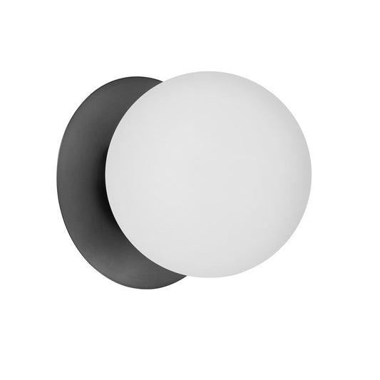 Dainolite Burlat 6in 1-Light Wall Sconce | Contemporary Matte Black and White Glass | Bedroom & Hallway Accent | 6 x 6 x 6 in | Model BUR-51W-MB-WH