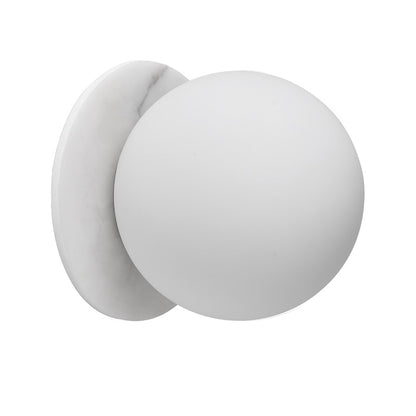 Dainolite Burlat 6in 1-Light Wall Sconce | Contemporary Alabaster and White Glass | Bedroom & Hallway Accent | 6 x 6 x 6 in | Model BUR-51W-MW-ALB