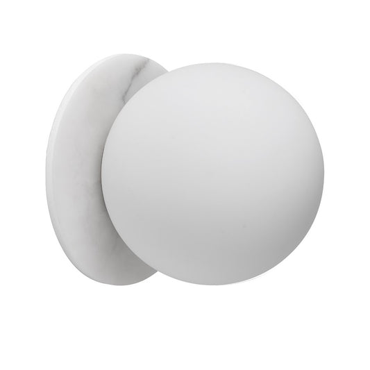 Dainolite Burlat 6in 1-Light Wall Sconce | Contemporary Alabaster and White Glass | Bedroom & Hallway Accent | 6 x 6 x 6 in | Model BUR-51W-MW-ALB