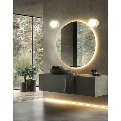 Dainolite Burlat 6in 1-Light Wall Sconce | Contemporary Alabaster and White Glass | Bedroom & Hallway Accent | 6 x 6 x 6 in | Model BUR-51W-MW-ALB