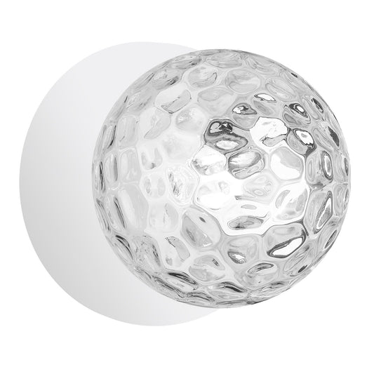 Dainolite Burlat 6in 1-Light Wall Sconce | Contemporary Matte White and Clear Glass | Hallway & Bathroom Accent | 6 x 6 x 6 in | Model BUR-51W-MW-CLR