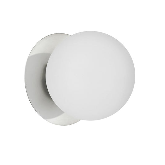Dainolite Burlat 6in 1-Light Wall Sconce | Modern Polished Chrome and White Glass | Foyer & Hallway | 6 x 5.75 x 5.75 in | Model BUR-51W-PC-WH