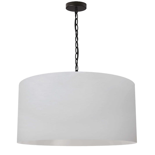 Dainolite Braxton 26in 1-Light Pendant | Transitional White Fabric and Matte Black Metal | Kitchen Island & Dining Room | Model BXN-L-BK-790
