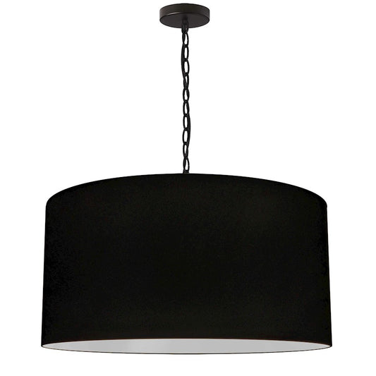 Dainolite Braxton 26in 1-Light Pendant | Transitional Matte Black Fabric Drum Shade | Kitchen Island & Dining Room | 26 x 26 x 13 in | Model BXN-L-BK-797