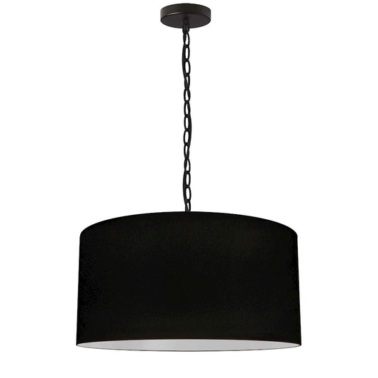 Dainolite Braxton 20in 1-Light Pendant | Transitional Matte Black Fabric and Matte Black Metal | Kitchen Island & Dining Room | 20 x | Model BXN-M-BK-797