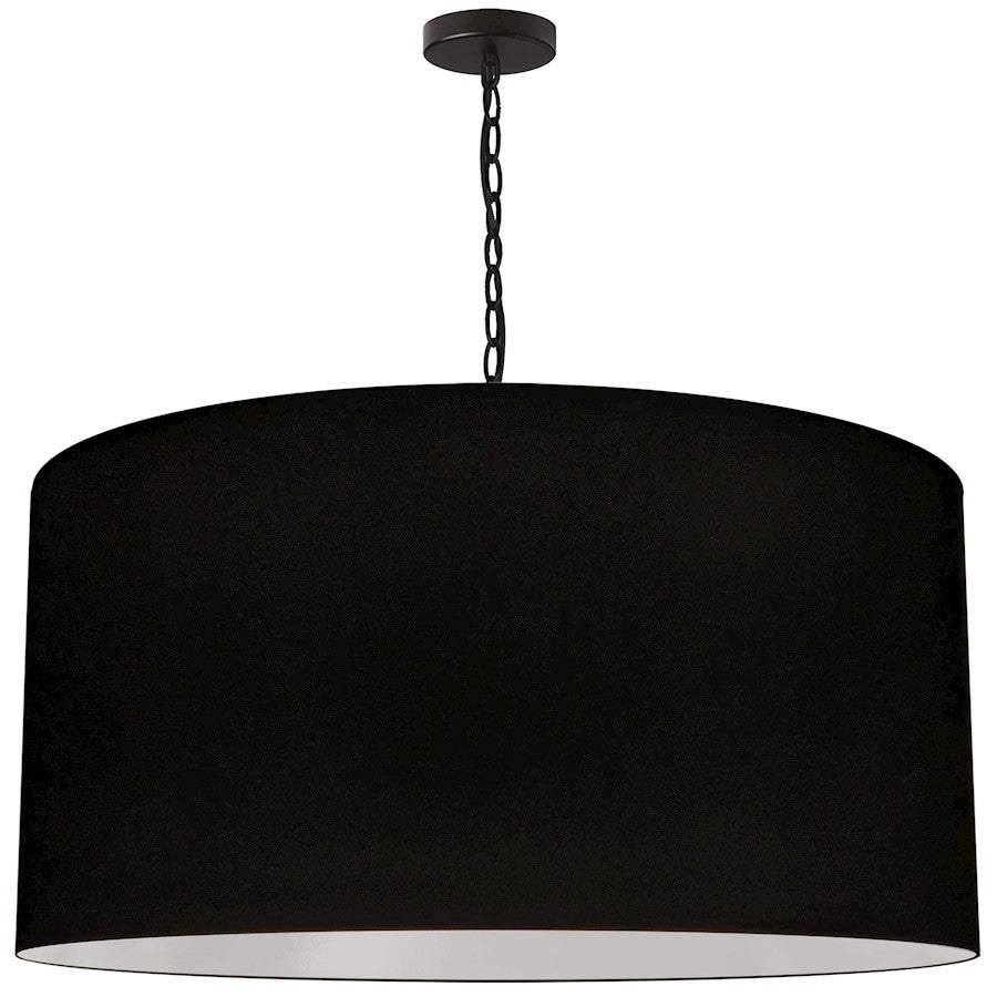 Dainolite Braxton 32in 1-Light Pendant | Transitional Matte Black and Black Fabric Drum Shade | Kitchen Island & Dining Room | 32 x | Model BXN-XL-BK-797