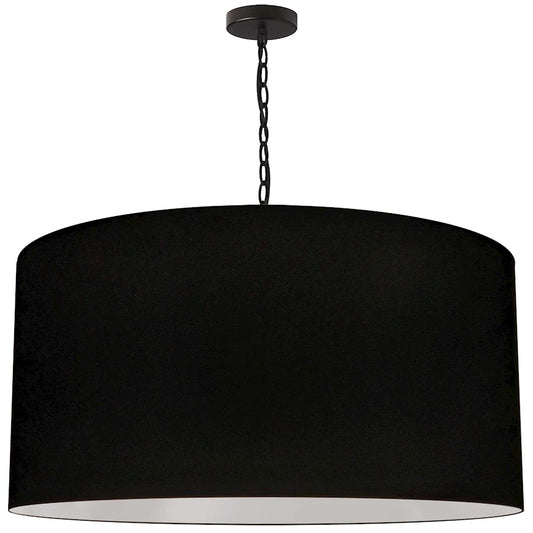 Dainolite Braxton 32in 1-Light Pendant | Transitional Matte Black and Black Fabric Drum Shade | Kitchen Island & Dining Room | 32 x | Model BXN-XL-BK-797