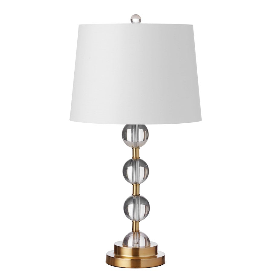 Dainolite Crystal 1-Light Table Lamp | Transitional Aged Brass and Crystal with White Hardback Shade | Living Room & Bedroom Desk | 14 x | Model C182T-AGB
