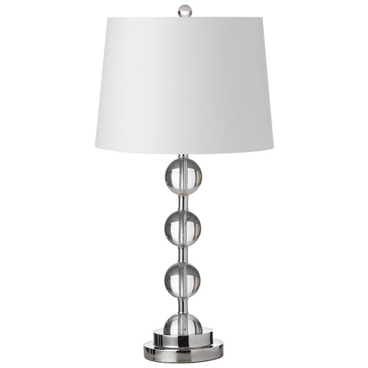 Dainolite C182T-PC 1-Light Crystal Table Lamp | Transitional Polished Chrome and White Hardback Shade | Living Room & Bedroom Accent | Model C182T-PC