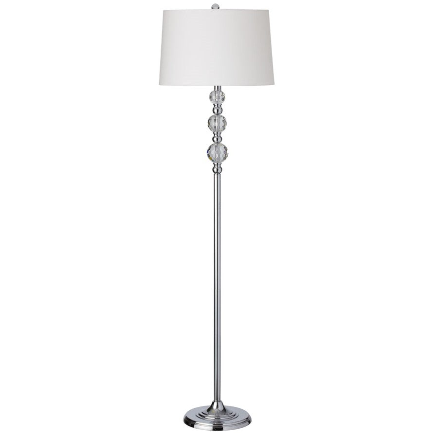 Dainolite C33F-PC 60in 1-Light Floor Lamp | Modern Polished Chrome Steel and White Shade with Optical Crystal Accents | Living Room & | Model C33F-PC