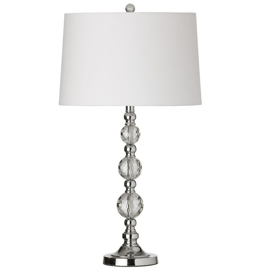 Dainolite C33T 1-Light Crystal Table Lamp | Modern Polished Chrome Steel and Optical Crystal with White Shade | Living Room & Bedroom | Model C33T-PC