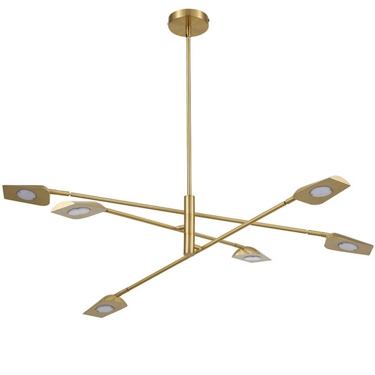 Dainolite Cari 40in 6-Light Chandelier | Modern Aged Brass and White Acrylic | Dining Room & Foyer | 40 x 40 x 9 in | Model CAR-4030LEDC-AGB