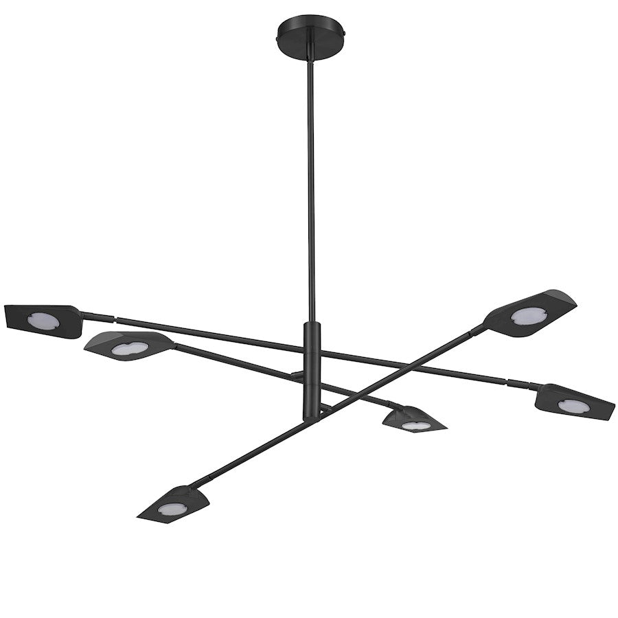 Dainolite Cari 40in 6-Light Chandelier | Modern Matte Black and White Acrylic | Dining Room & Foyer | 40 x 40 x 9 in | Model CAR-4030LEDC-MB