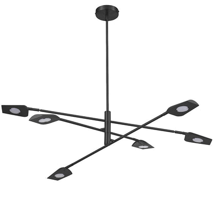 Dainolite Cari 40in 6-Light Chandelier | Modern Matte Black and White Acrylic | Dining Room & Foyer | 40 x 40 x 9 in | Model CAR-4030LEDC-MB