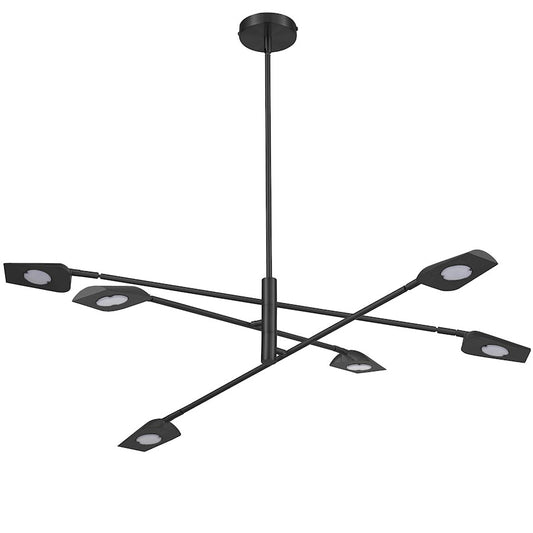 Dainolite Cari 40in 6-Light Chandelier | Modern Matte Black and White Acrylic | Dining Room & Foyer | 40 x 40 x 9 in | Model CAR-4030LEDC-MB