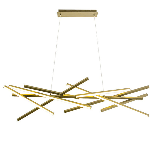 Dainolite Carly 55in 1-Light LED Chandelier | Transitional Aged Brass and White Acrylic | Dining Room & Living Room | Model CAY-5562LEDHC-AGB