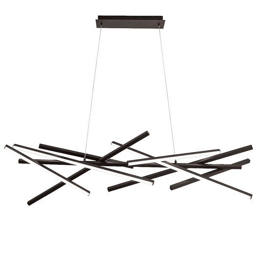 Dainolite Carly 55in 1-Light LED Chandelier | Transitional Matte Black and White Acrylic | Dining Room & Living Room | Model CAY-5562LEDHC-MB