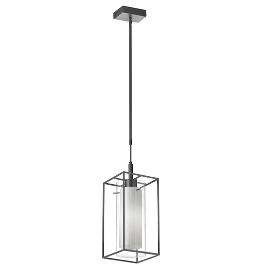 Dainolite Cubo 6in 1-Light Pendant | Modern Matte Black Metal and Clear & Frosted Glass | Kitchen Island & Dining Room | 6 x 6 x 12.5 in | Model CBE-61P-MB