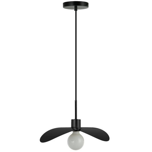 Dainolite Christobel 16in 1-Light Pendant | Matte Black Metal and White Glass | Kitchen Island & Dining Room | 16 x 7 x 9.5 in | Model CBL-161P-MB