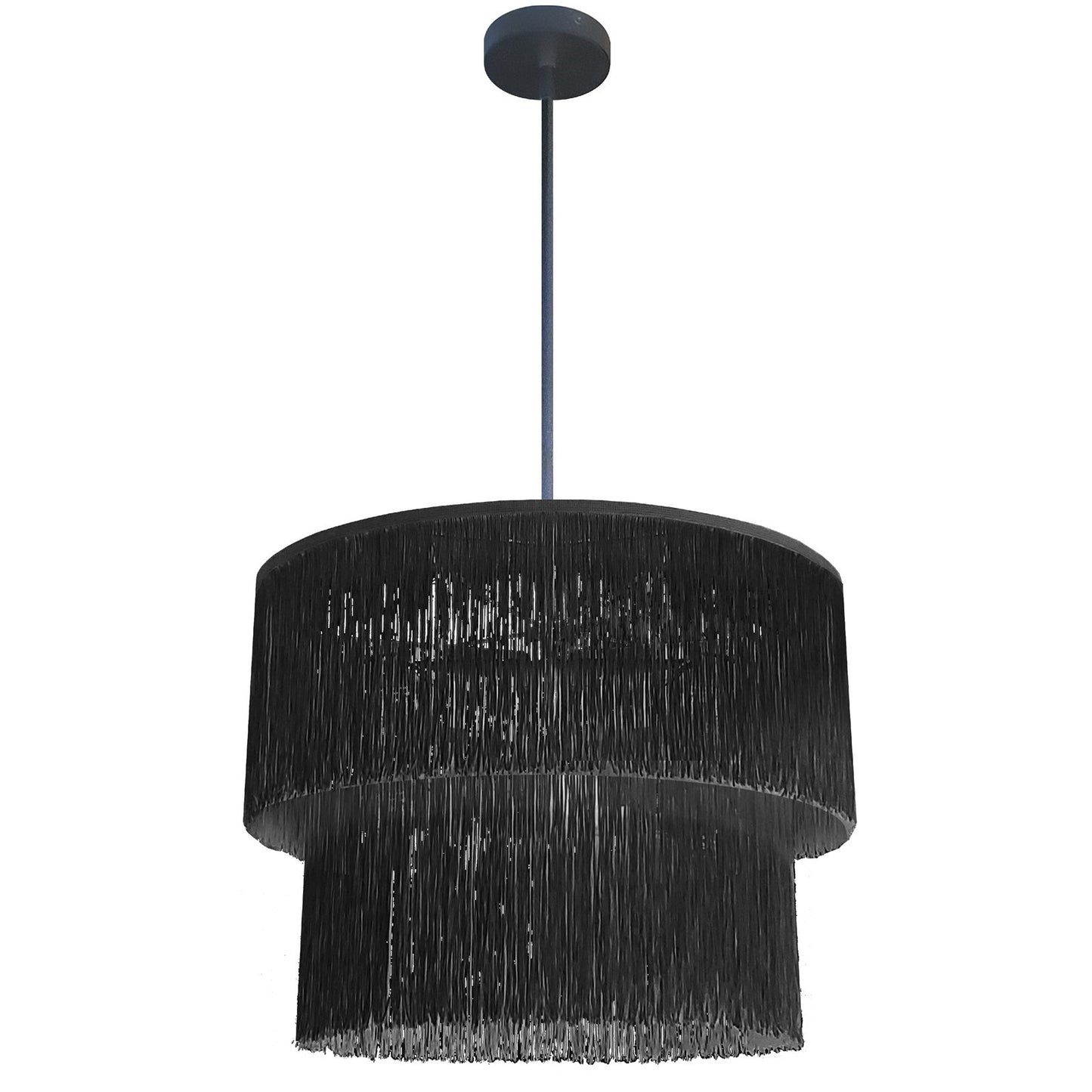Dainolite Cadelaria 20in 4-Light Chandelier | Transitional Black and Matte Black String Shade | Dining Room & Foyer | 20 x 20 x 15 | Model CDL-204C-MB-BK