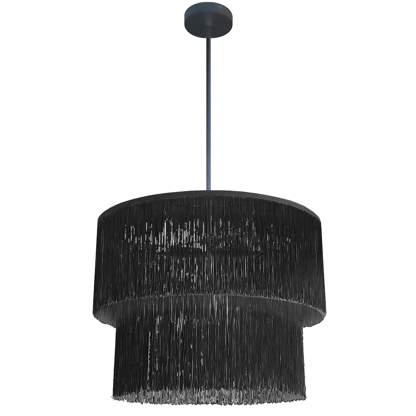 Dainolite Cadelaria 20in 4-Light Chandelier | Transitional Black and Matte Black String Shade | Dining Room & Foyer | 20 x 20 x 15 | Model CDL-204C-MB-BK