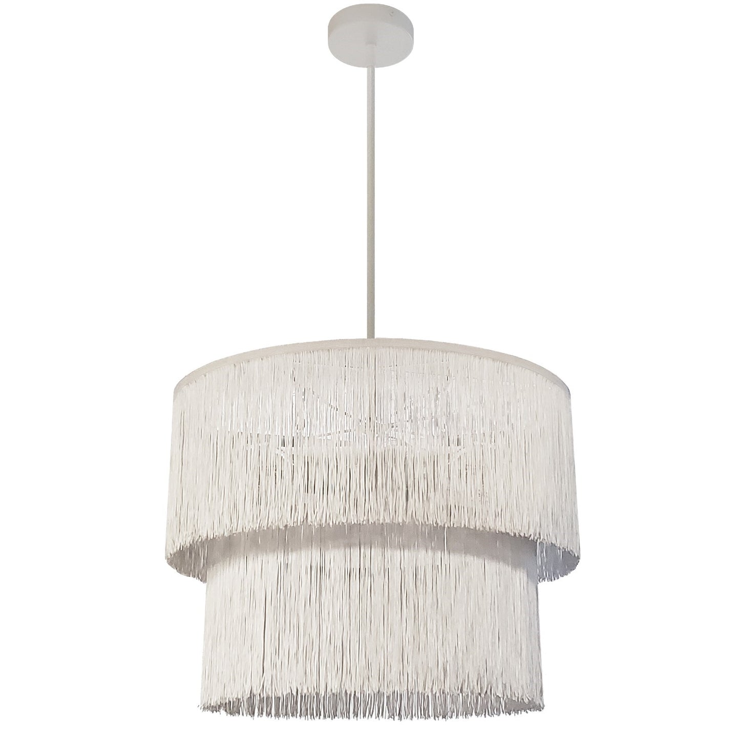 Dainolite Cadelaria 20in 4-Light Chandelier | Transitional White Metal and Matte White String Shade | Dining Room & Foyer | 20 x 20 | Model CDL-204C-MW-WH