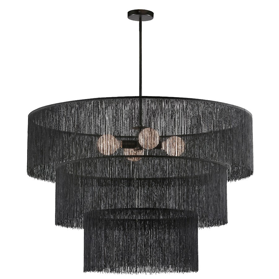 Dainolite Cadelaria 40in 4-Light Chandelier | Transitional Matte Black and Black String | Foyer & Dining Room | 40 x 40 x 25 in | Model CDL-404C-MB-BK