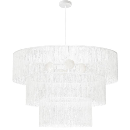 Dainolite Cadelaria 40in 4-Light Chandelier | Transitional Matte White and White String | Foyer & Dining Room | 40 x 40 x 25 in | Model CDL-404C-MW-WH