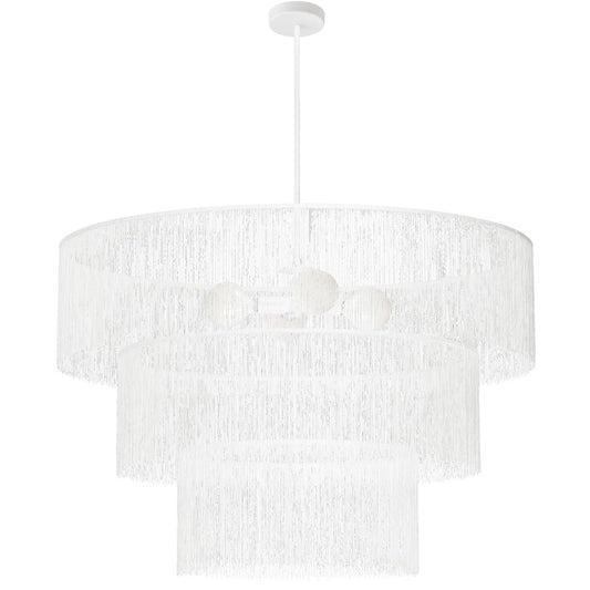 Dainolite Cadelaria 40in 4-Light Chandelier | Transitional Matte White and White String | Foyer & Dining Room | 40 x 40 x 25 in | Model CDL-404C-MW-WH