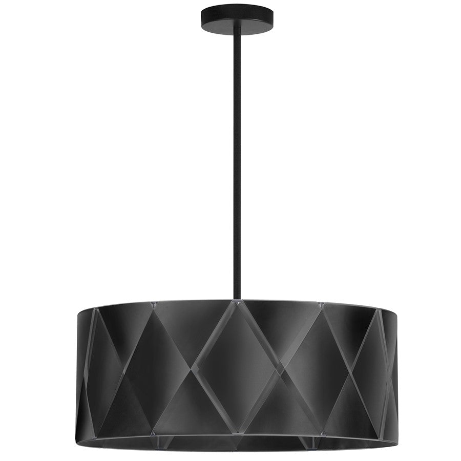 Dainolite Cardano 30in 4-Light Chandelier | Transitional Black Metal and Black Ribbon | Dining Room & Living Room | Model CDO2-304C-MB-BK