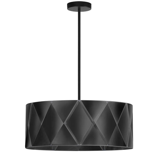Dainolite Cardano 30in 4-Light Chandelier | Transitional Black Metal and Black Ribbon | Dining Room & Living Room | Model CDO2-304C-MB-BK