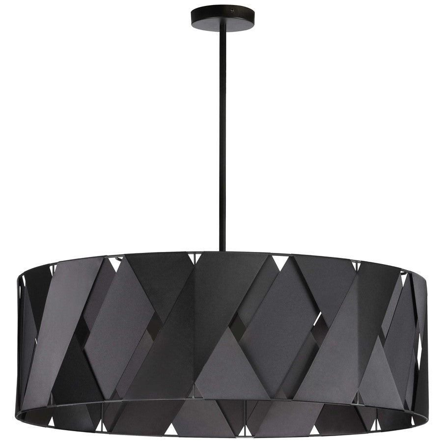 Dainolite Cardano 30in 4-Light Chandelier | Transitional Black Metal and Black Ribbon | Dining Room & Living Room | Model CDO2-304C-MB-BK
