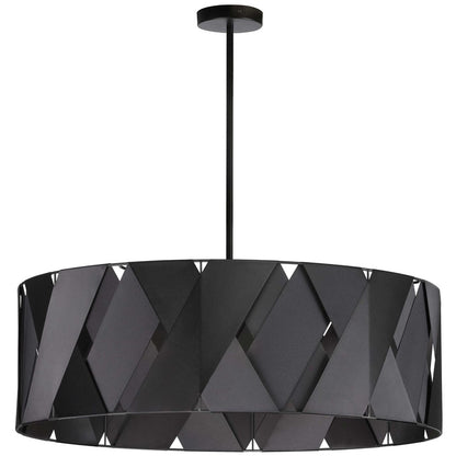 Dainolite Cardano 30in 4-Light Chandelier | Transitional Black Metal and Black Ribbon | Dining Room & Living Room | Model CDO2-304C-MB-BK