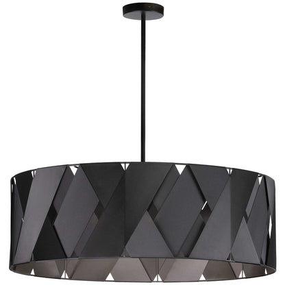 Dainolite Cardano 30in 4-Light Chandelier | Transitional Black Metal and Black Ribbon | Dining Room & Living Room | Model CDO2-304C-MB-BK