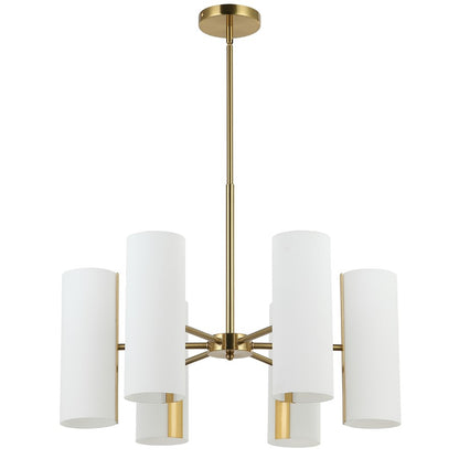 Dainolite Cleta 24in 6-Light Chandelier | Contemporary Aged Brass and White Glass | Kitchen Island & Dining Room | Model CEA-246C-AGB