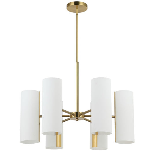 Dainolite Cleta 24in 6-Light Chandelier | Contemporary Aged Brass and White Glass | Kitchen Island & Dining Room | Model CEA-246C-AGB