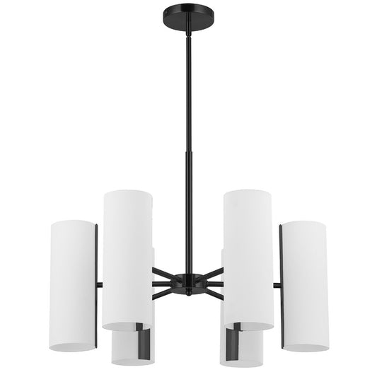 Dainolite Cleta 24in 6-Light Chandelier | Contemporary Matte Black and White Glass | Kitchen Island & Dining Room | Model CEA-246C-MB