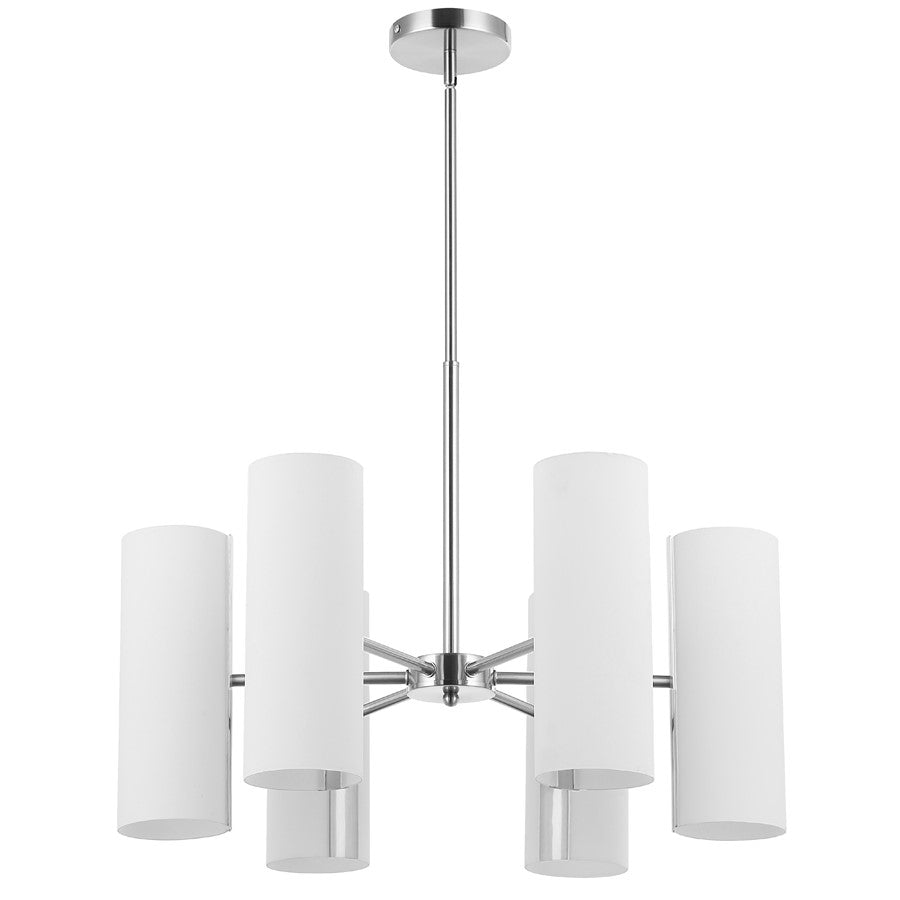 Dainolite Cleta 24in 6-Light Chandelier | Contemporary Satin Chrome and White Glass | Kitchen Island & Dining Room | Model CEA-246C-SC
