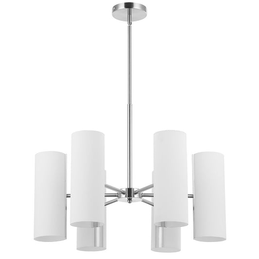 Dainolite Cleta 24in 6-Light Chandelier | Contemporary Satin Chrome and White Glass | Kitchen Island & Dining Room | Model CEA-246C-SC