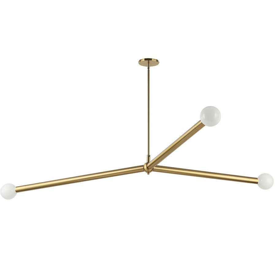 Dainolite Cerberus 62in 3-Light Linear Pendant | Contemporary Aged Brass Metal | Kitchen Island & Dining Room | 39 x 62 x 5 in | Model CEB-623P-AGB
