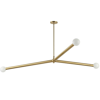 Dainolite Cerberus 62in 3-Light Linear Pendant | Contemporary Aged Brass Metal | Kitchen Island & Dining Room | 39 x 62 x 5 in | Model CEB-623P-AGB
