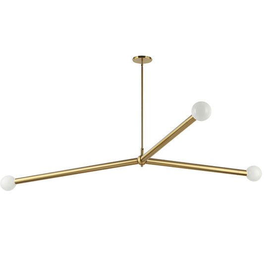 Dainolite Cerberus 62in 3-Light Linear Pendant | Contemporary Aged Brass Metal | Kitchen Island & Dining Room | 39 x 62 x 5 in | Model CEB-623P-AGB