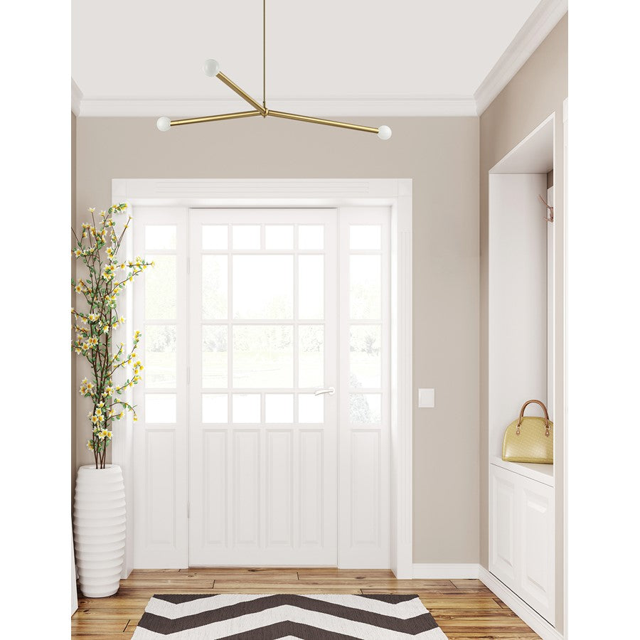Dainolite Cerberus 62in 3-Light Linear Pendant | Contemporary Aged Brass Metal | Kitchen Island & Dining Room | 39 x 62 x 5 in | Model CEB-623P-AGB