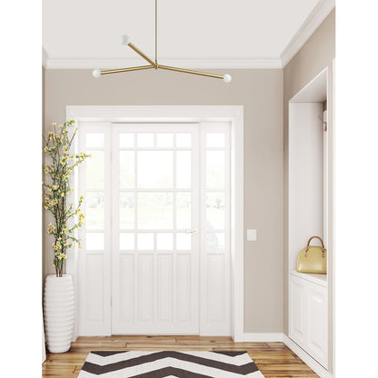 Dainolite Cerberus 62in 3-Light Linear Pendant | Contemporary Aged Brass Metal | Kitchen Island & Dining Room | 39 x 62 x 5 in | Model CEB-623P-AGB