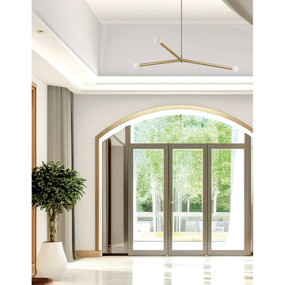 Dainolite Cerberus 62in 3-Light Linear Pendant | Contemporary Aged Brass Metal | Kitchen Island & Dining Room | 39 x 62 x 5 in | Model CEB-623P-AGB