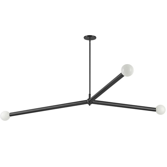 Dainolite Cerberus 62in 3-Light Linear Pendant | Contemporary Matte Black Metal | Kitchen Island & Dining Room | 39 x 62 x 5 in | Model CEB-623P-MB