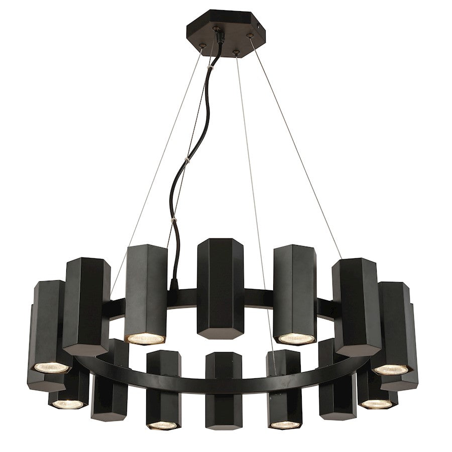 Dainolite Centella 24in 16-Light Chandelier | Modern Matte Black Metal | Living Room & Dining Room | 24 x 24 x 6 in | Model CEN-2416C-MB